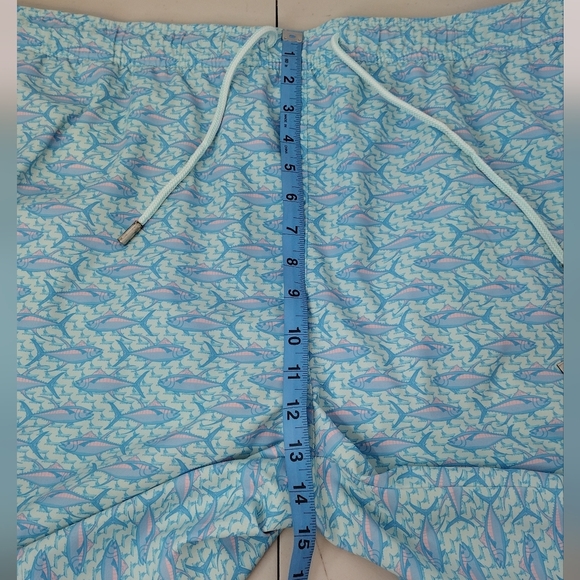Peter Millar Blue Aquatic Fish Print Elastic Waistband Board Shorts Sz XXL - Picture 12 of 15